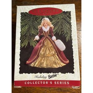 Hallmark Keepsake 1996 Holiday Barbie Ornament Collector Series 4th Burgundy
